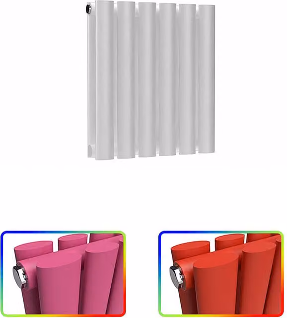 Lux Heat Oval Horizontal Single Radiator in Multicolour, Custom Painted Little Greene, W: 144 cm, H: 40 cm, D: 4 cm