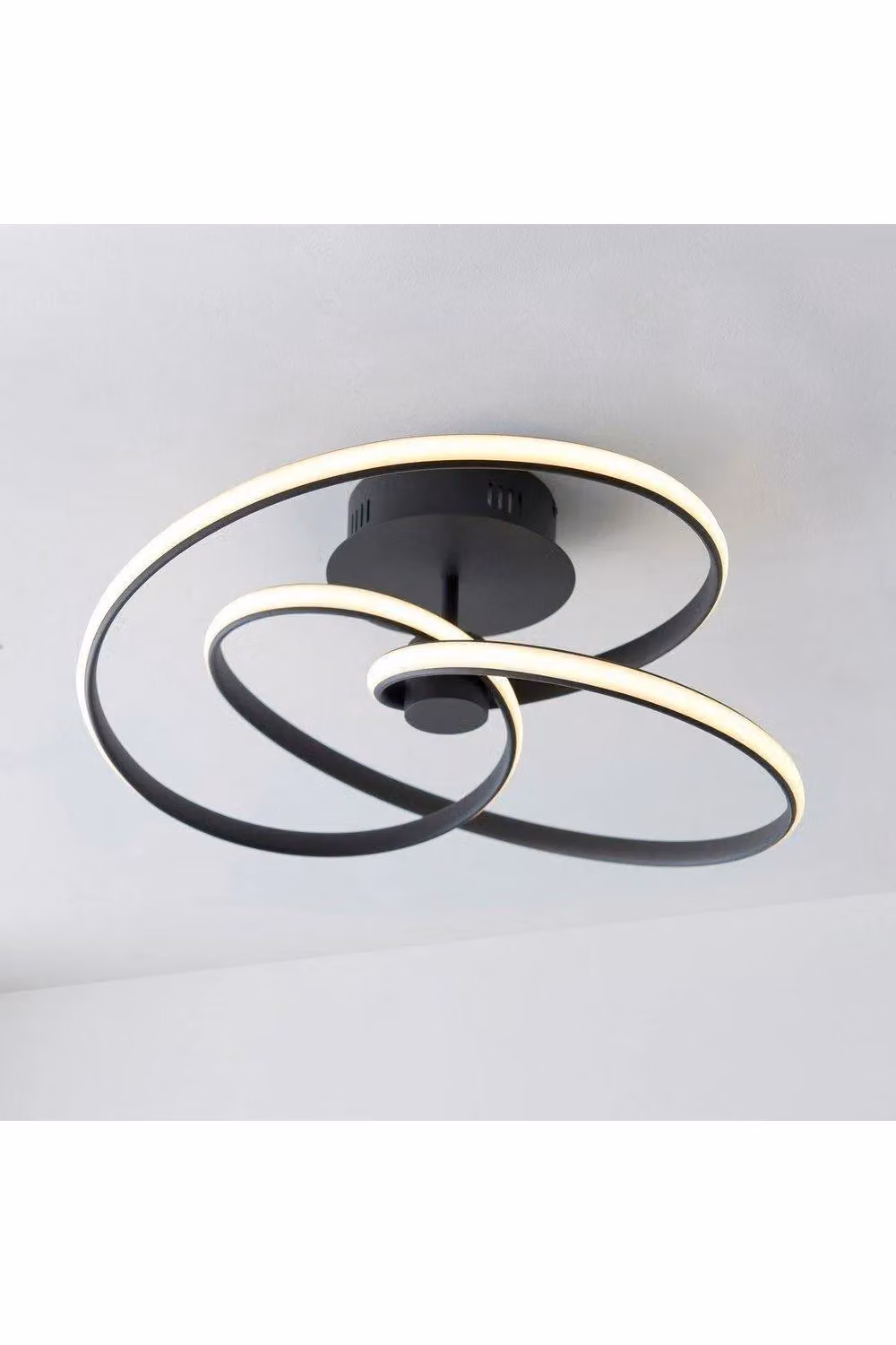 Netlighting Dune Modern Designer LED Semi Flush Ceiling Light with Swirl Textured Black Finish – 2