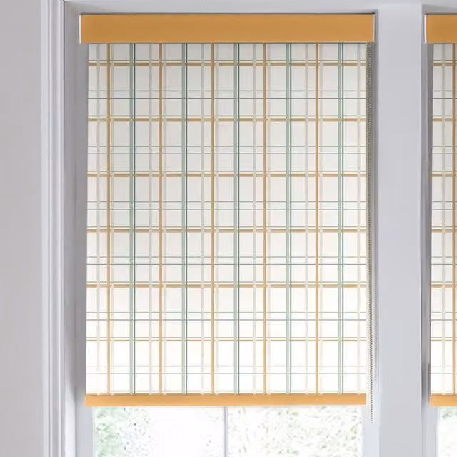 Laura Ashley Burford Check Made to Measure Blackout Roller Blind in Ochre Yellow