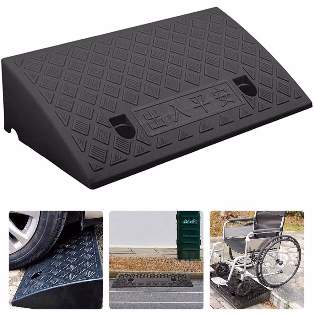 FLAVORA Heavy Duty Portable Kerb Ramps, 2 Pack, Black, W: 1000 cm, D: 52 cm – 4
