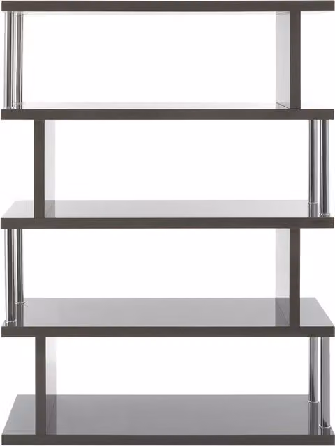 Orsina 4 Tier Wide Shelf Unit in White Gloss and Grey, Modern Freestanding Metal Shelving, W/D/H: 120 x 40 x 160 cm