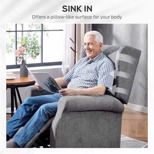 HOMCOM Power Lift Recliner Armchair in Anthracite Grey Fabric for Seniors – 5