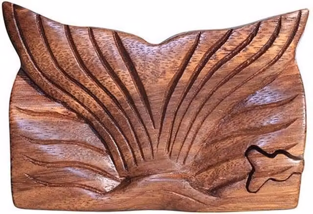 KDMK Bali Magic Box Whale Tailfin Wooden Puzzle Gift in Brown
