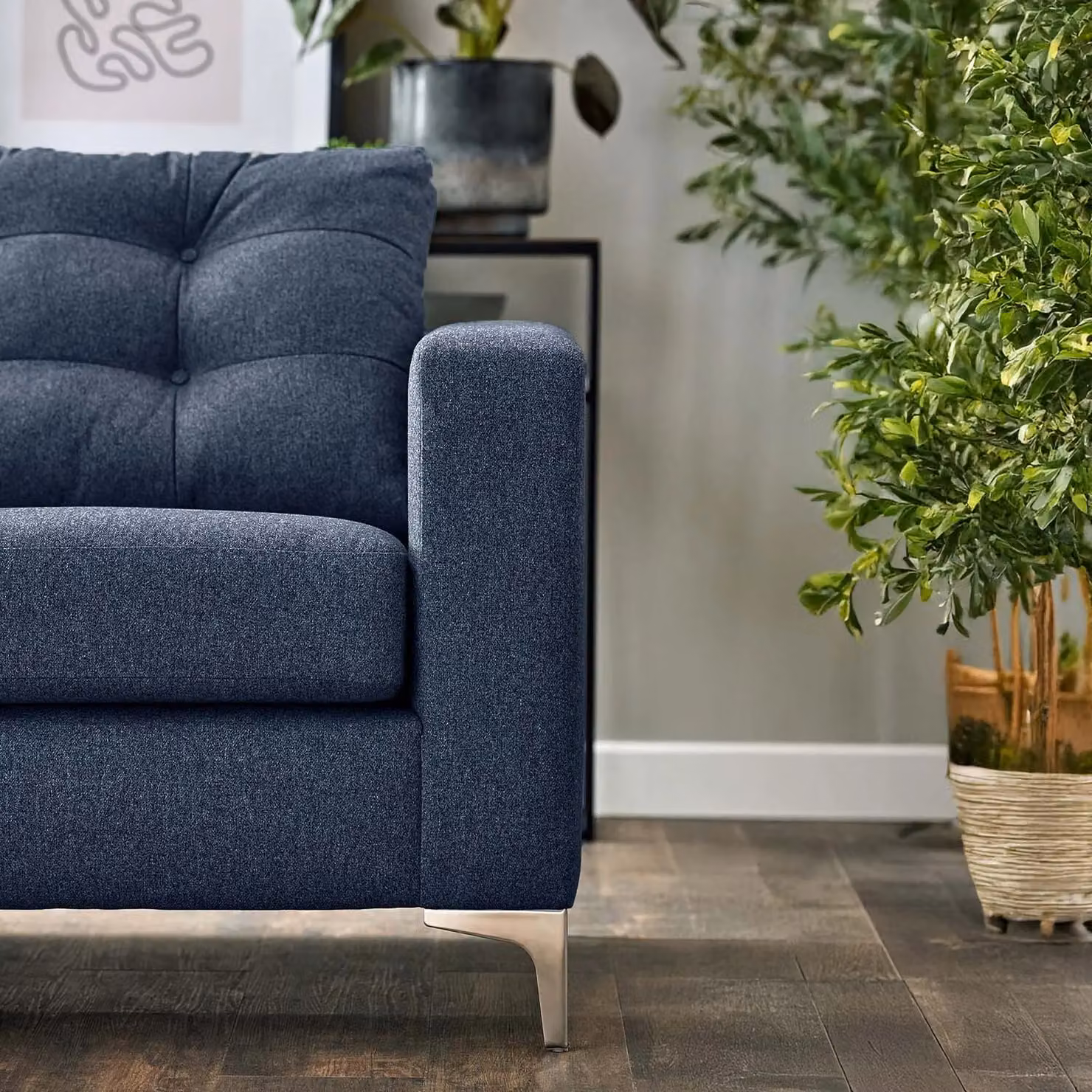 Furnishings For Less UK Smart Hackney 3 Seater Fabric Sofa in Sapphire Blue or Pewter Grey – 2