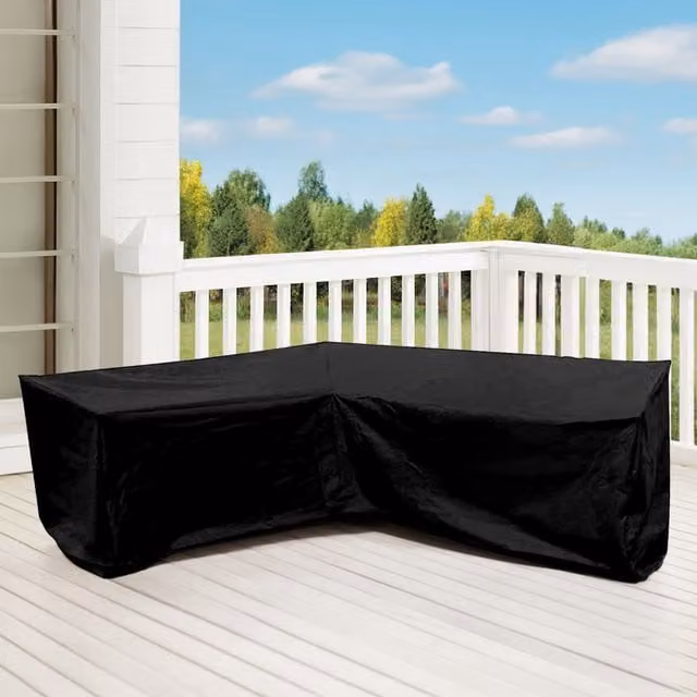 Breeins Waterproof L-Shaped Corner Sofa Cover in Black, W/D/H: 286 x 286 x 80 cm