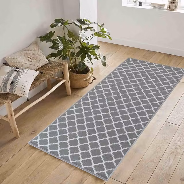 Serdim Rugs Havana Washable Non-Slip Trellis Design Doormat, Grey, W: 50 cm, D: 80 cm – 1