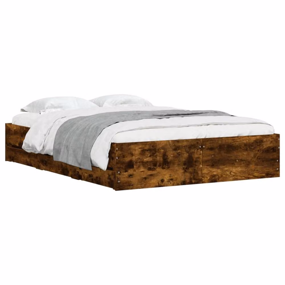 Berkfield Home Small Double Bed Frame with Drawers in Smoked Oak Brown, W/D/H: 120 x 200 cm – 3