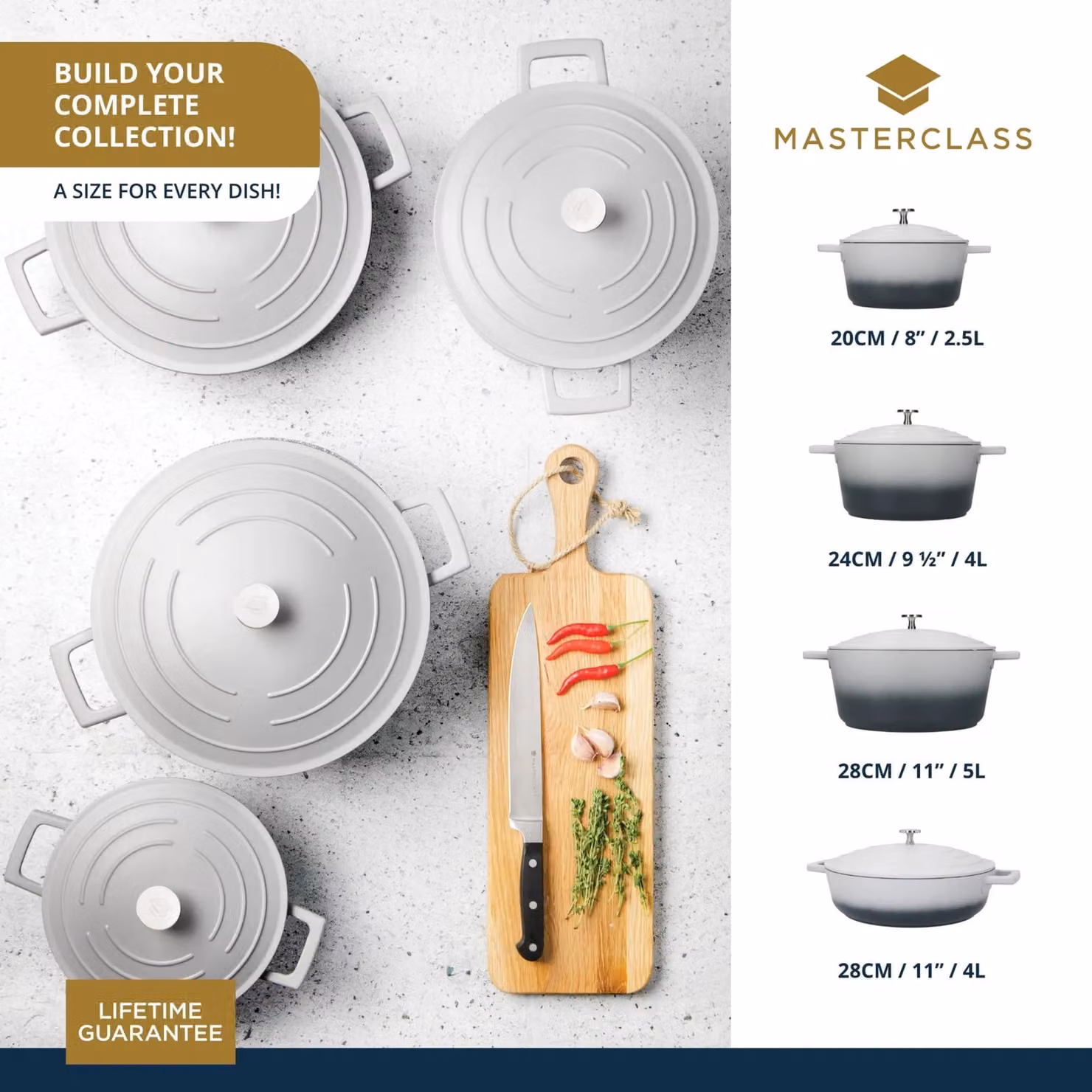 MasterClass Lightweight Non-Stick Aluminium Casserole Dish with Lid, 2.5 l, Grey – 3