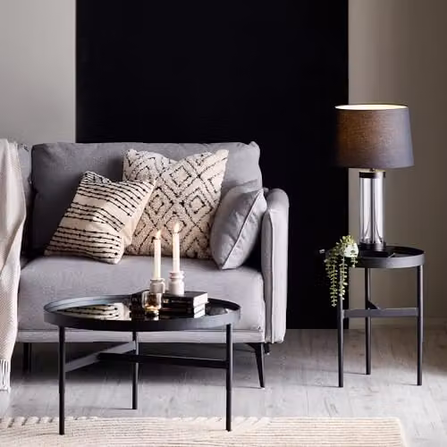 Julian Bowen Franki Round Glass Top Side Table in Black – 7