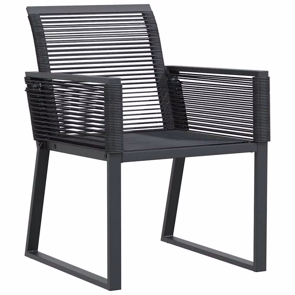 Berkfield Home Set of 4 Modern Black Poly Rattan and Steel Garden Chairs – 4