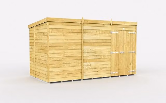 Buttercup Farm Brown Pent Shed with Double Doors and No Window, L214 x W329 x H201 cm – 1