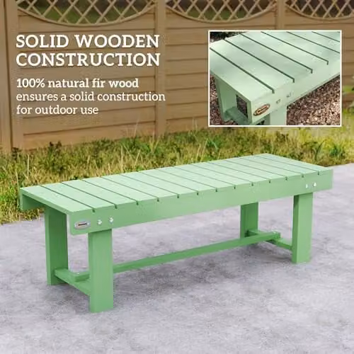 Outsunny 2 Seater Wooden Garden Bench in Light Green, W/D/H: 110 x 38 x 35 cm – 4