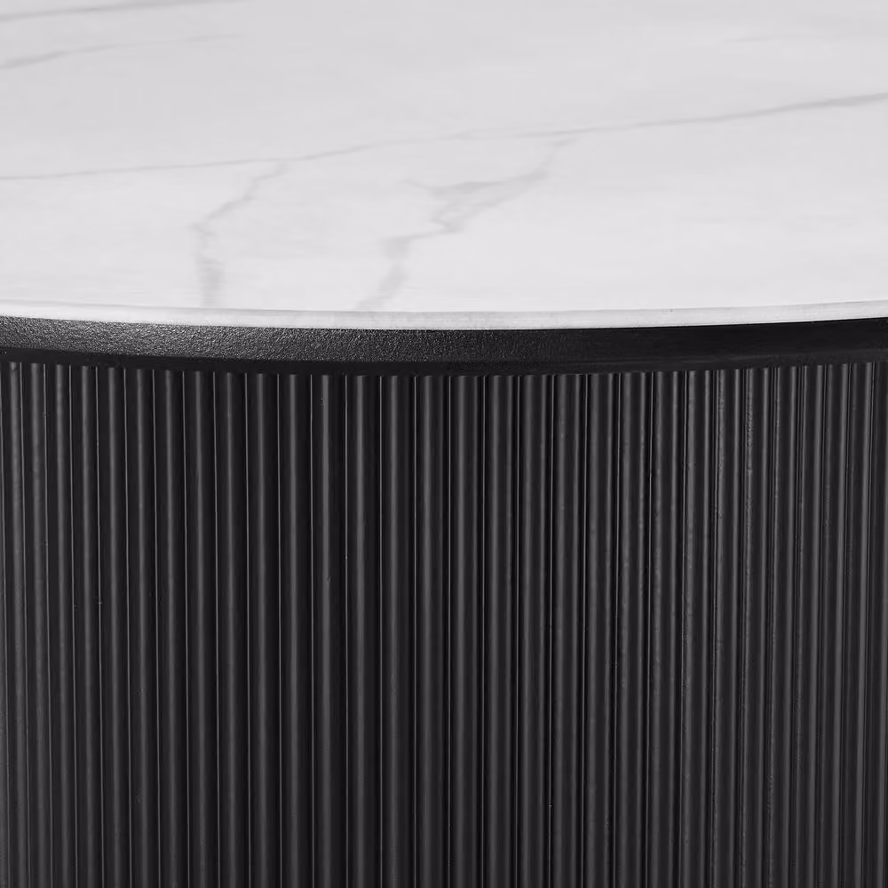 Home Detail Oscar Round Sintered Stone Japandi Side Table with Black Base in Multicolour – 3
