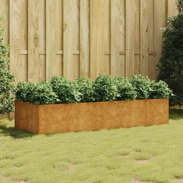Berkfield Home Garden Corten Steel Raised Bed in Brown, W/D/H: 200 x 80 x 40 cm – 1