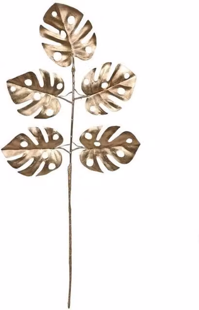 KDMD Gold Metallic Monstera Leaf Spray, 3 Pack