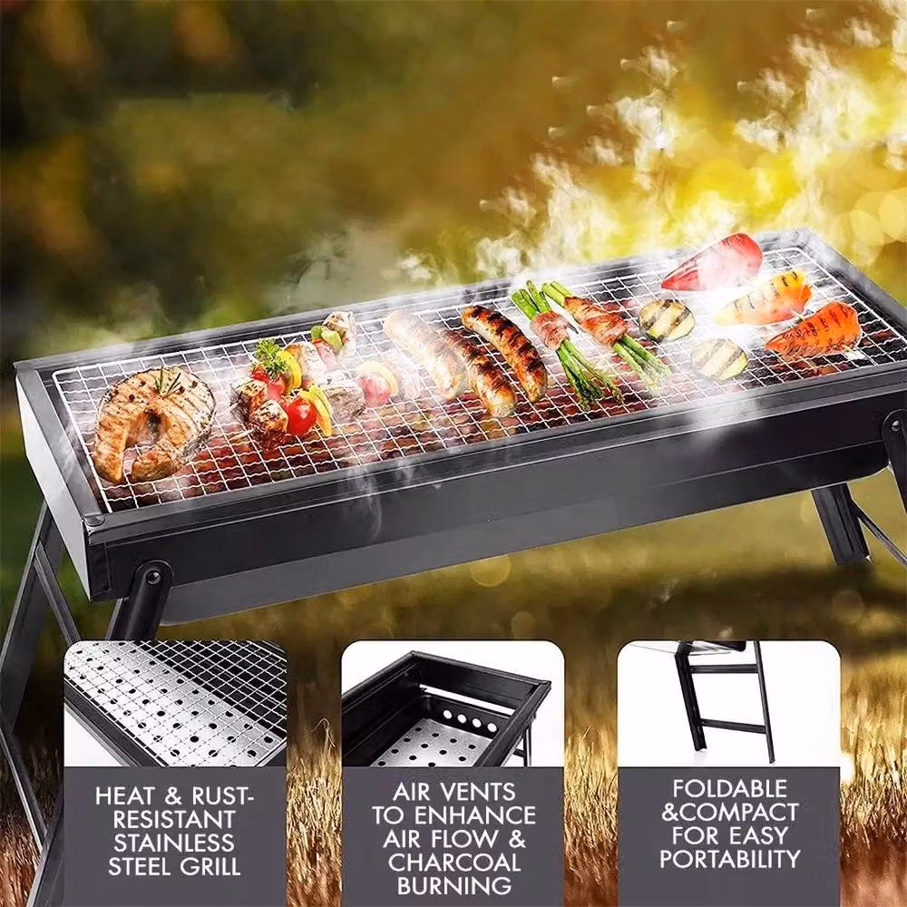 Nordara Portable Folding Steel Charcoal Tabletop BBQ Grill in Black – 7