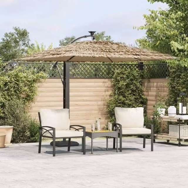 Berkfield Home Brown Garden Parasol with Steel Pole, W/D/H: 246 x 246 x 230 cm