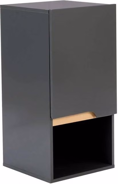 VOGREX Grey Wall Mounted Bathroom Cabinet with Hinged Doors and Internal Shelves