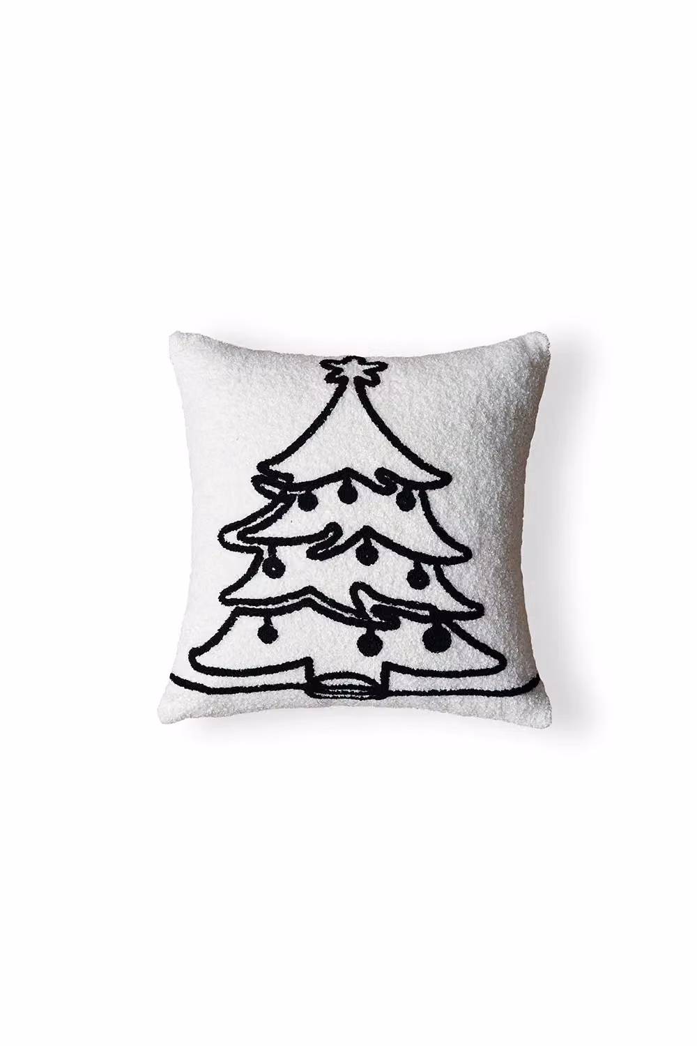 BHS Christmas Tree Tufted Square Cushion in Black and White, W/D/H: 43 x 43 x 43 cm – 2