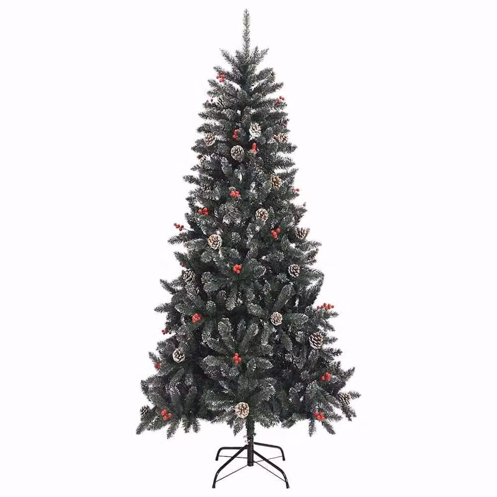 Berkfield Home Artificial Christmas Tree in Green with Stand, W/D/H: 114 x 114 x 210 cm – 3