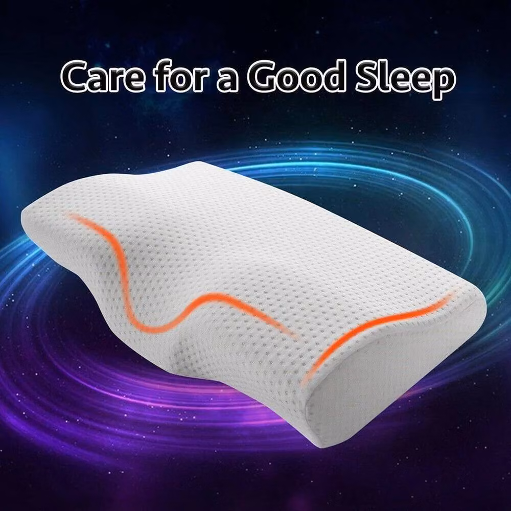 NESTLUNE White Slow Rebound Memory Foam Cervical Health Pillow for Babies, Cot Size – 2