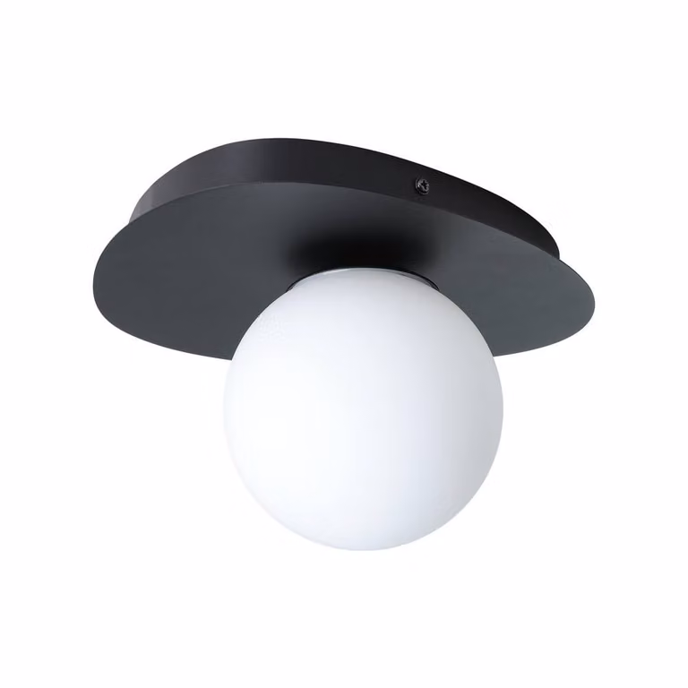Eglo Castrovido Modern LED Bathroom Wall Light in Black with Transparent Glass Sphere