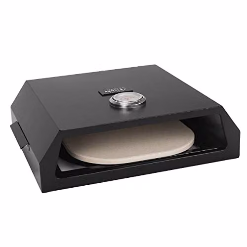 Charles Bentley Black Enamelled Steel BBQ Pizza Box with Thermometer, H 12.1 x W 36.3 x L 41.5 cm – 1