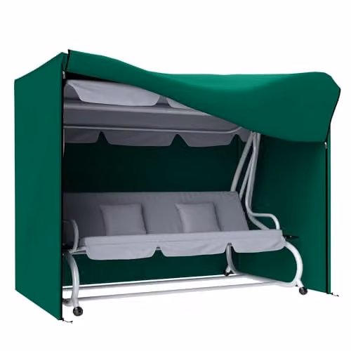 Outsunny 3 Seater Garden Swing Cover, Green, W/D/H: 220 x 125 x 172 cm