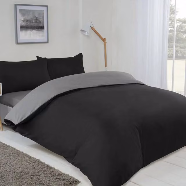 Emma Barclay Lyla Reversible Microfibre Duvet Cover and Pillowcase Set in Black and Grey, W/D/H: 140 x 200 cm – 6