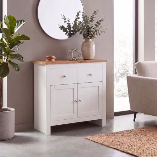 Vida Designs Arlington 2 Door 2 Drawer Sideboard in White and Silver – 3
