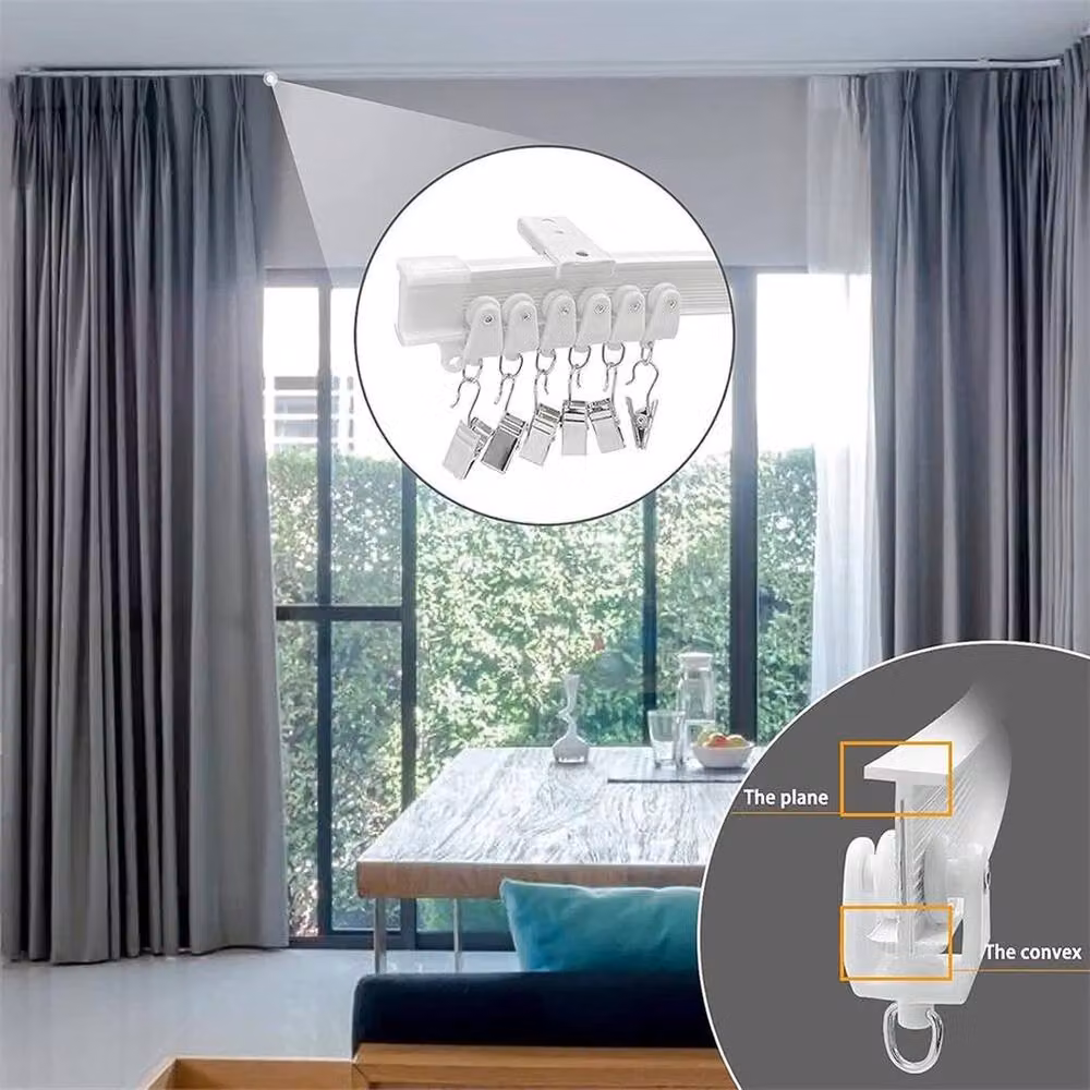 PAWNORA 5m Flexible Curtain Track Rod Rail in White – 2
