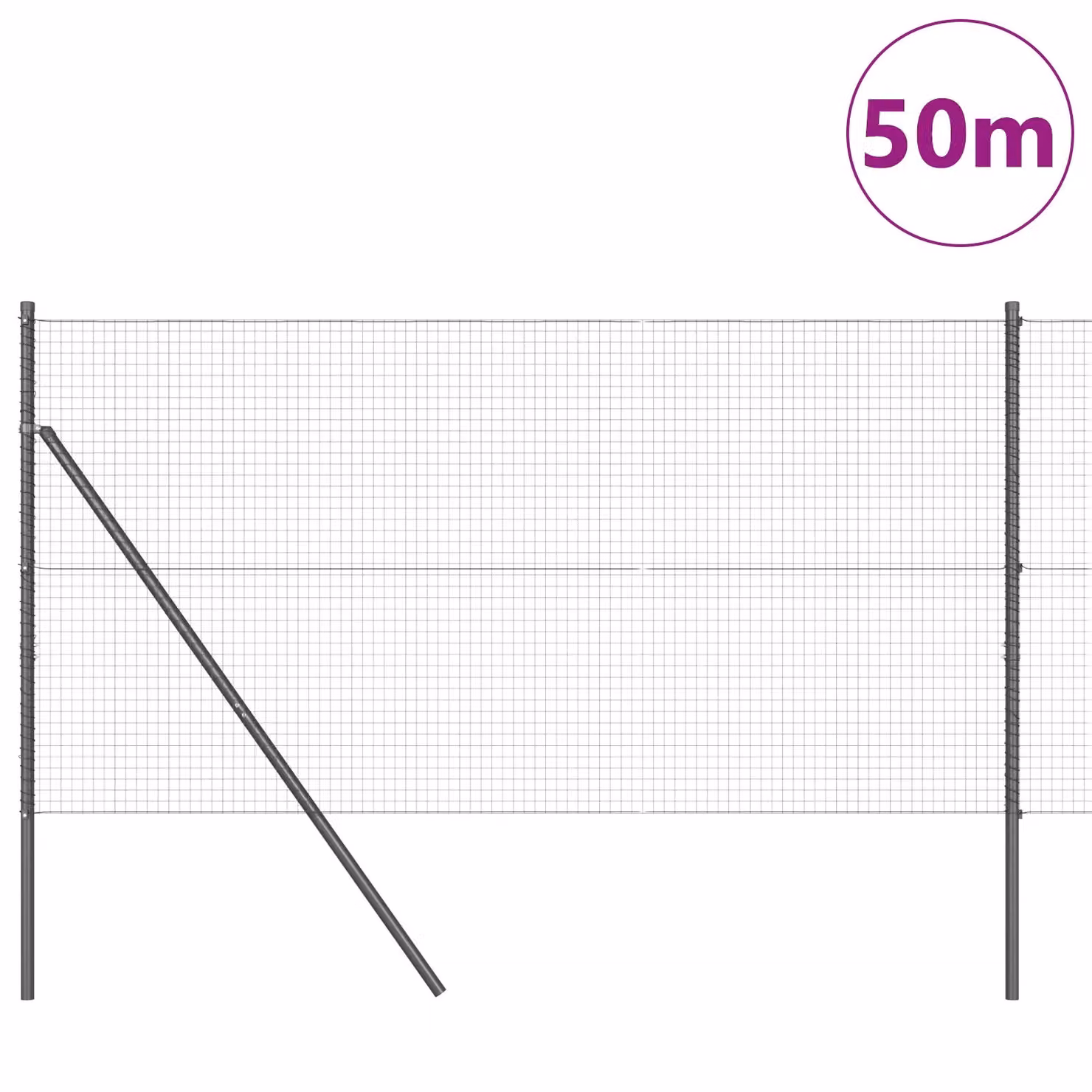 Berkfield Home Grey Steel Welded Wire Fence with 13 Posts, 1 x 50 m – 2