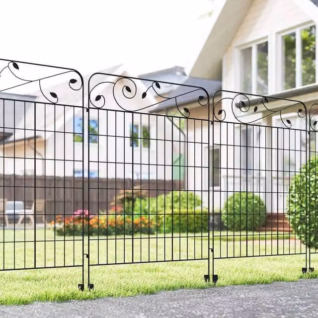 EONLION Decorative Garden Fencing, 4 Pieces, Black, Height: 100 cm
