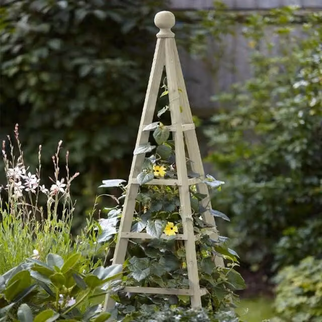 Garden Mile Wooden Sage Green Obelisk Garden Support