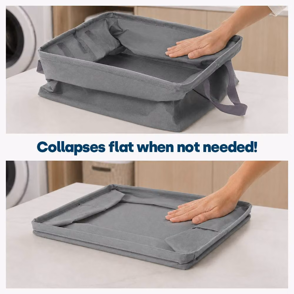 LIVIVO Collapsible Fabric Laundry Storage Bags with Handles, 2 Pack, Grey – 4