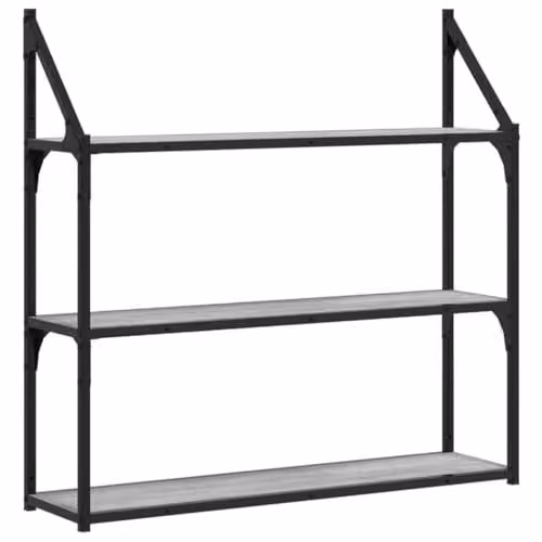 vidaXL 3-Tier Wall Mounted Shelf, Grey, W: 80 cm, D: 21 cm, H: 78.5 cm