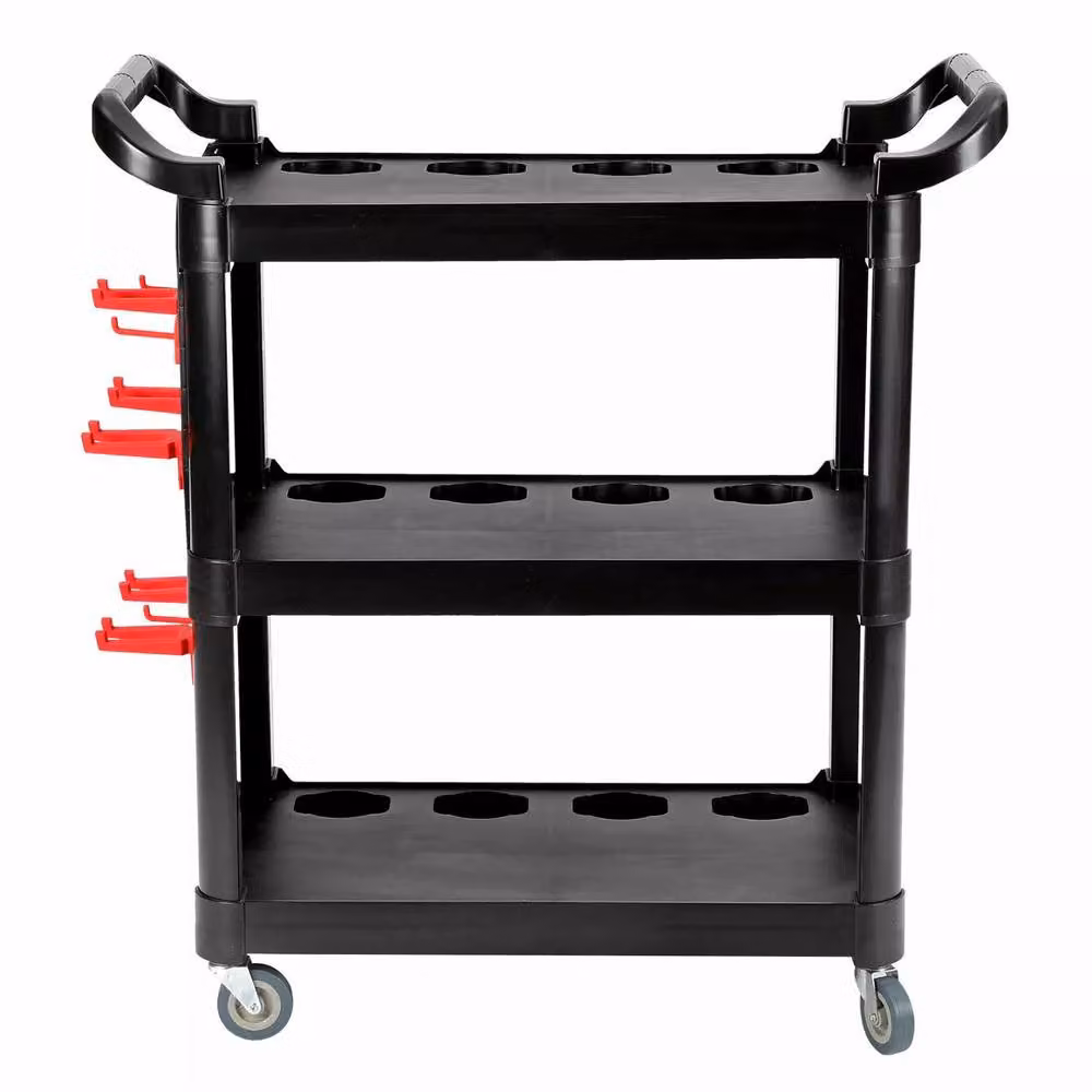Dprodo 3 Tier Plastic Rolling Detailing Tool Cart, Black, W: 60 cm, D: 60 cm, H: 150 cm – 8