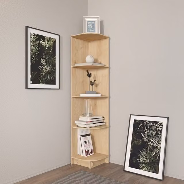 Decorotika Liva Corner Bookshelf in Sapphire Oak Pattern