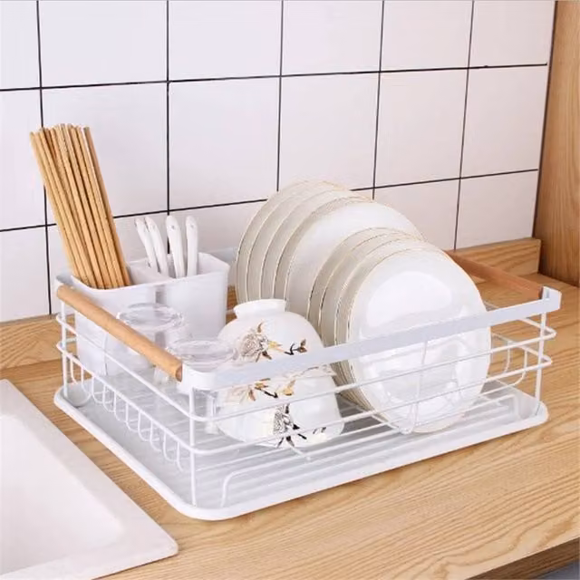 EONLION White Dish Drying Rack Drainer with Drip Tray, Width: 100 cm