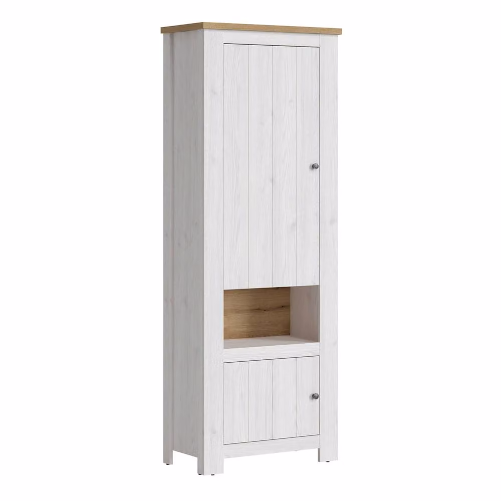 Wyld Haus Tipsyfern Modern 2 Door Tall Cabinet in White and Oak, W/D/H: 74.4 x 38.5 x 200.0 cm – 3