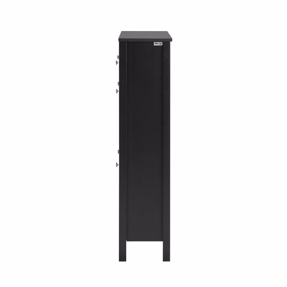 SoBuy Slim Scandinavian Style Shoe Cabinet in Matt Black with Tilting Compartments and Internal Shelves – 3