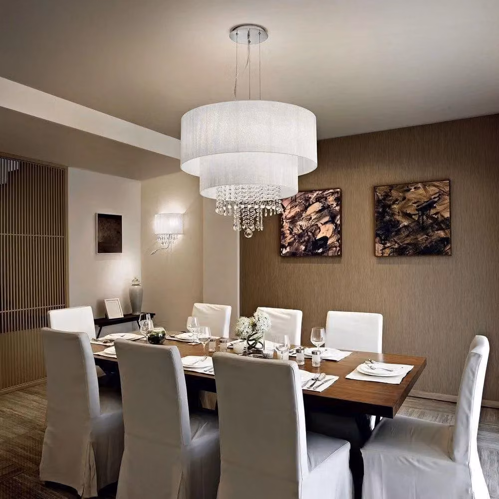 Netlighting Opera 6-Light Ceiling Pendant with Chrome and Crystal Details and White Shade, E27 – 2
