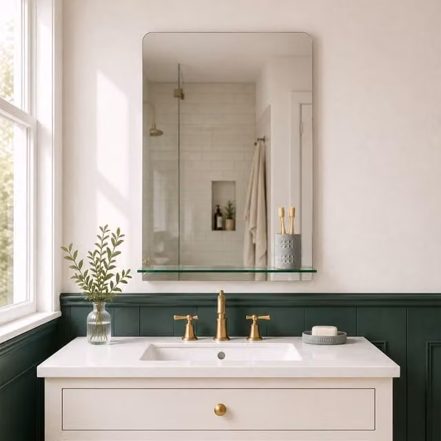 Showerdrape Rochester Modern Rectangular Frameless Wall Mounted Bathroom Mirror in Silver, W: 70 cm, H: 50 cm – 1