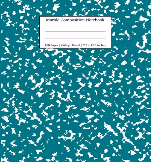 Young Dreamers Press Marble Composition Notebook, Petrol and Multicolour, College Ruled Lined Paper