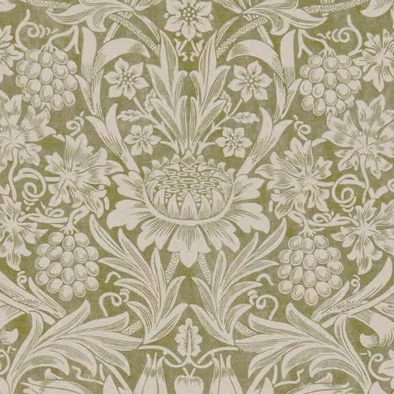 William Morris At Home Sunflower Fabric Artichoke in Green