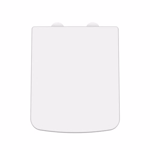 nuie NCH198W Modern Square Soft Close Toilet Seat with White Cover Caps, White, W: 35.8 cm, D: 7.0 cm, H: 43.5 cm