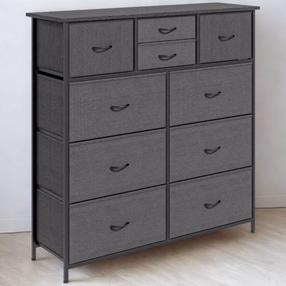 Pirlo Plush Industrial 10 Drawer Chest Storage Unit in Black, H 100 cm x W 76 cm x D 30 cm – 2