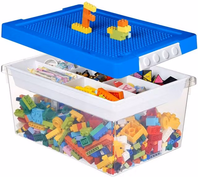 Greentainer Stackable Blue and Transparent Plastic Storage Bins with Lids for Children's Toys – 1