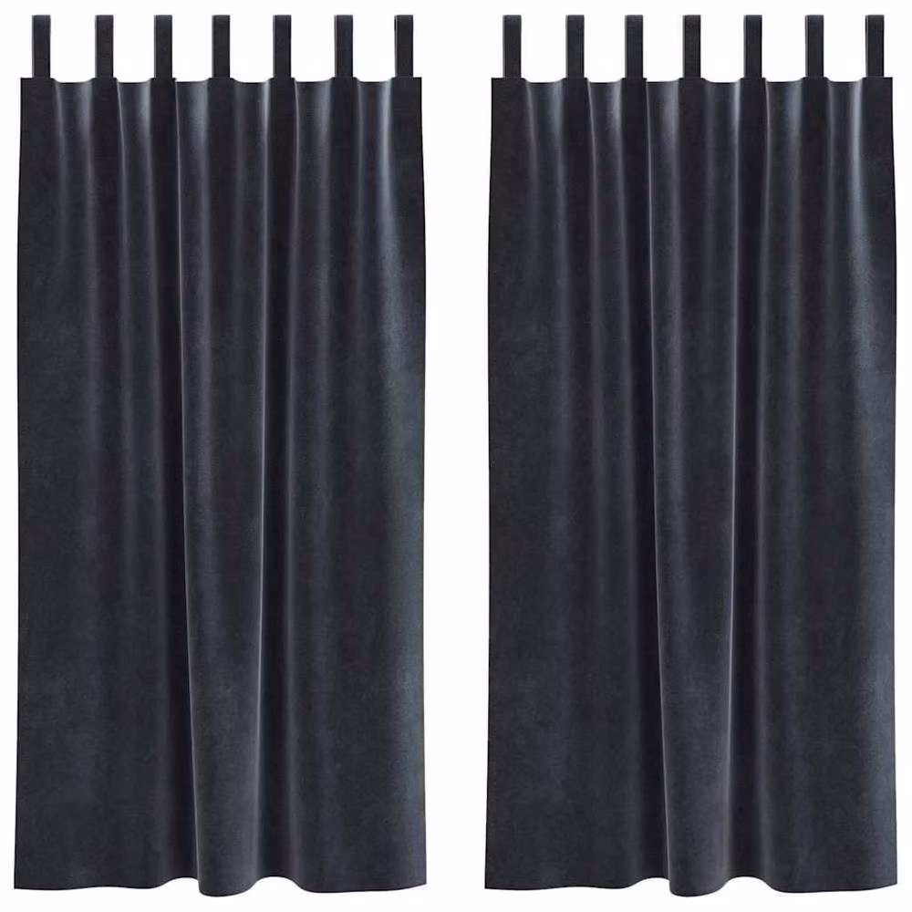 Berkfield Home Modern Dark Grey Velvet Blackout Curtains with Hanging Loops, 2 Pack – 3