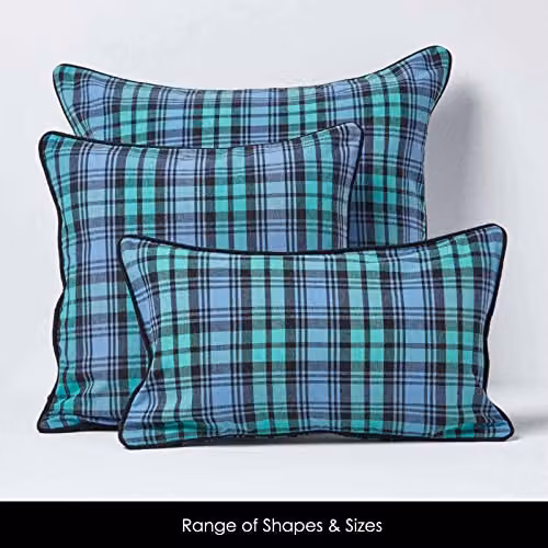 Homescapes Black Watch Tartan Check Cotton Cushion Cover in Blue, Green and Black, W/D/H: 45 x 45 x 45 cm – 4